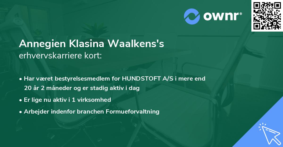Annegien Klasina Waalkens's erhvervskarriere kort
