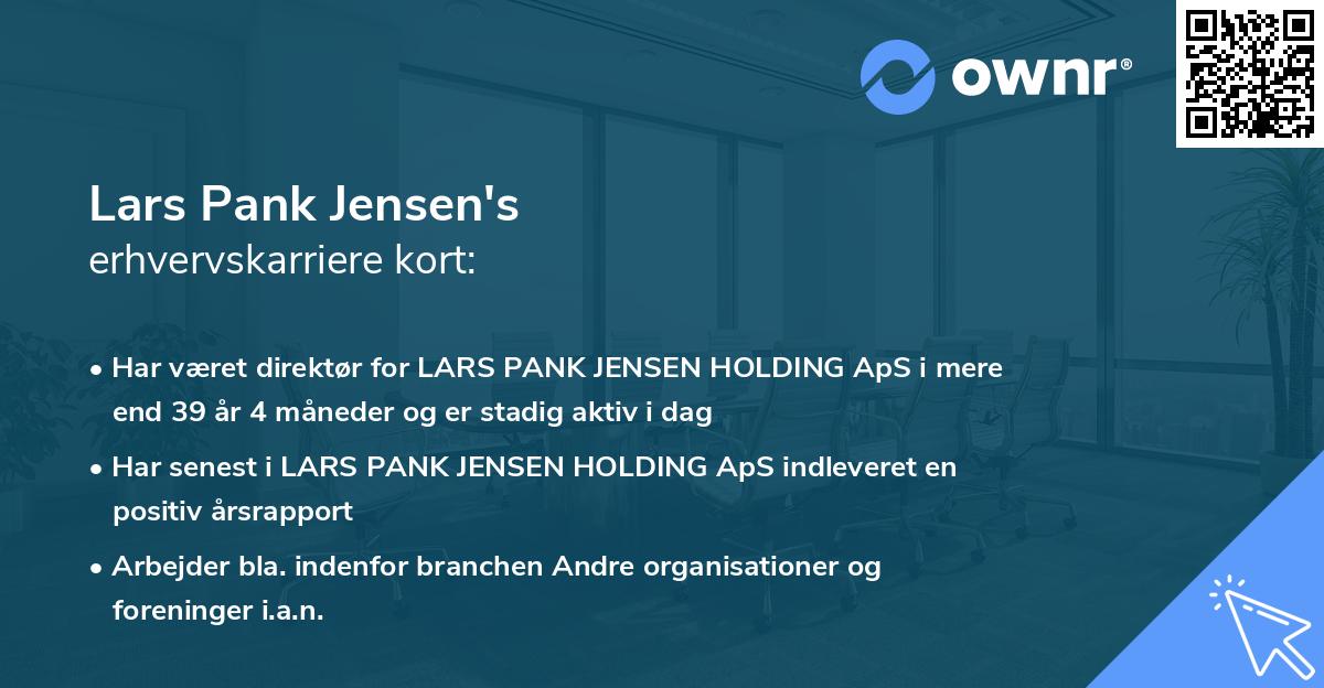 Lars Pank Jensen's erhvervskarriere kort