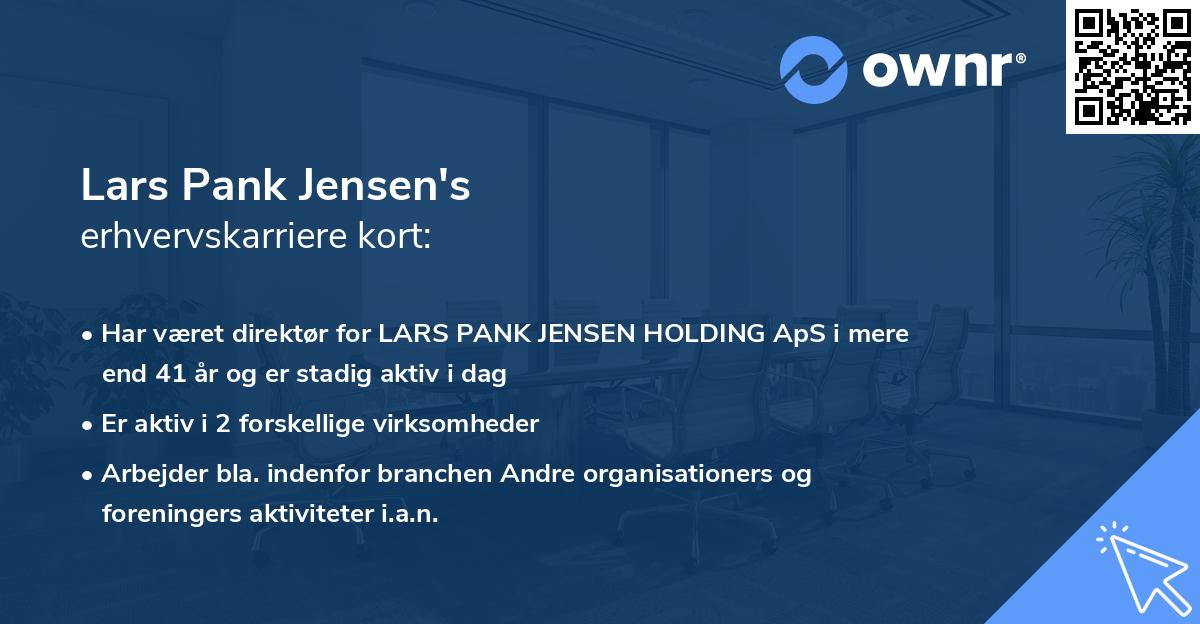 Lars Pank Jensen's erhvervskarriere kort