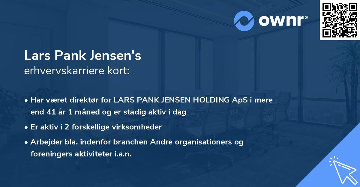 Lars Pank Jensen's erhvervskarriere kort
