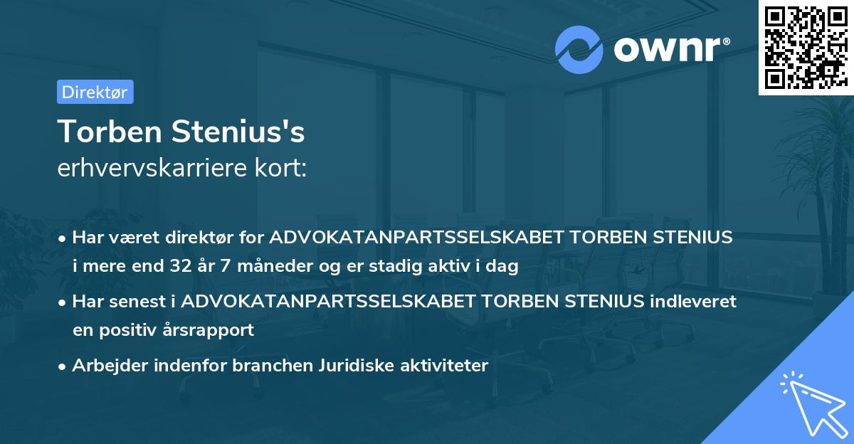 Torben Stenius's erhvervskarriere kort