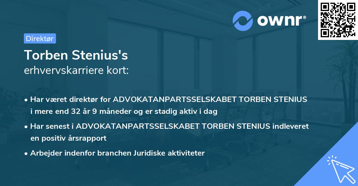 Torben Stenius's erhvervskarriere kort