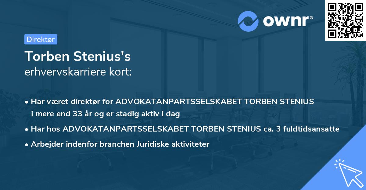 Torben Stenius's erhvervskarriere kort