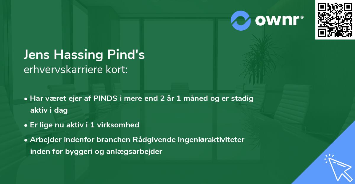 Jens Hassing Pind's erhvervskarriere kort