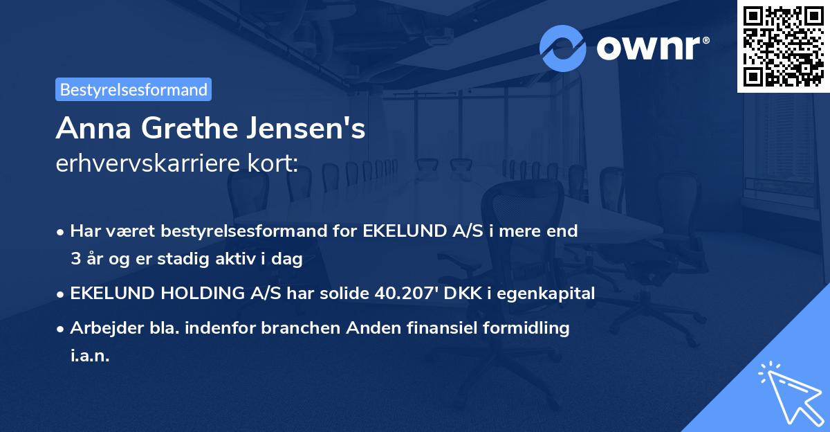 Anna Grethe Jensen's erhvervskarriere kort