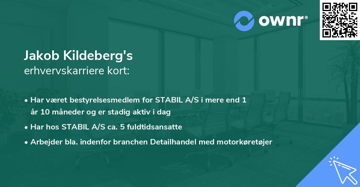 Jakob Kildeberg's erhvervskarriere kort