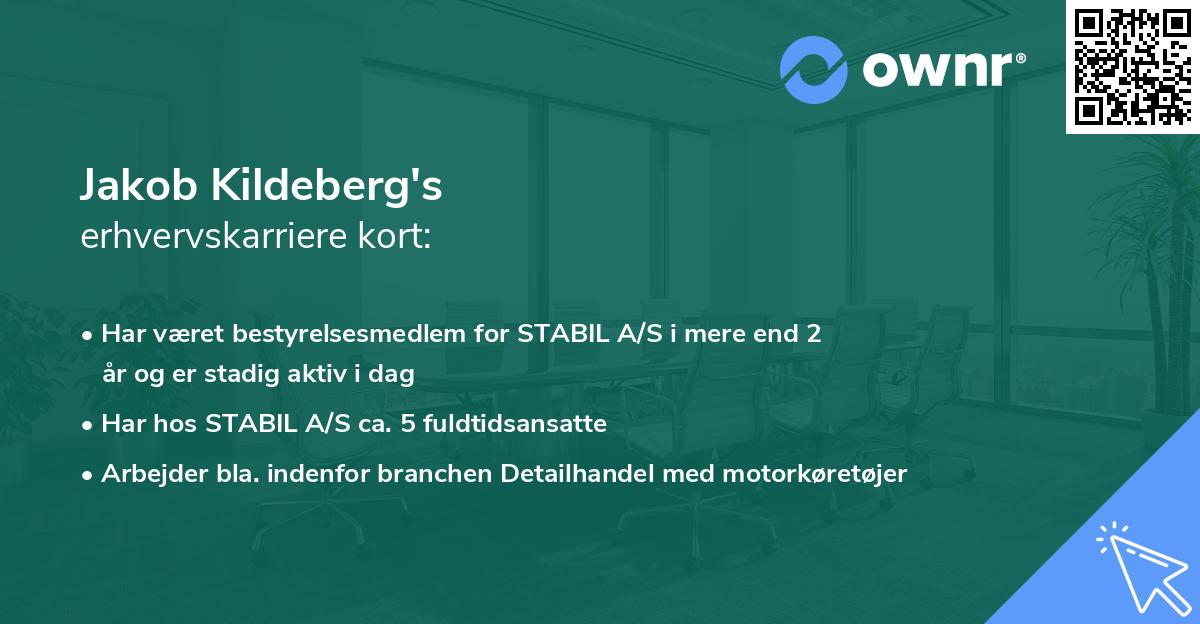 Jakob Kildeberg's erhvervskarriere kort