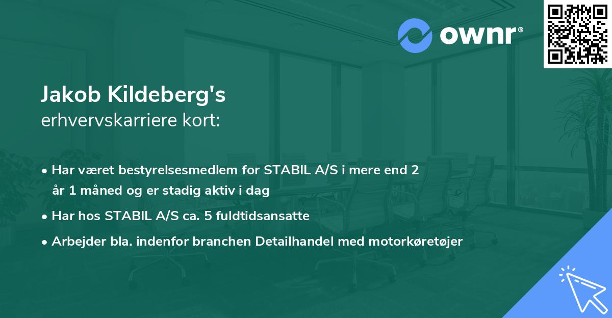 Jakob Kildeberg's erhvervskarriere kort
