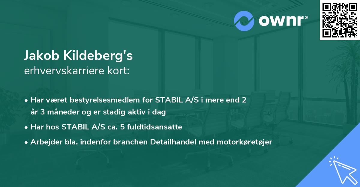 Jakob Kildeberg's erhvervskarriere kort