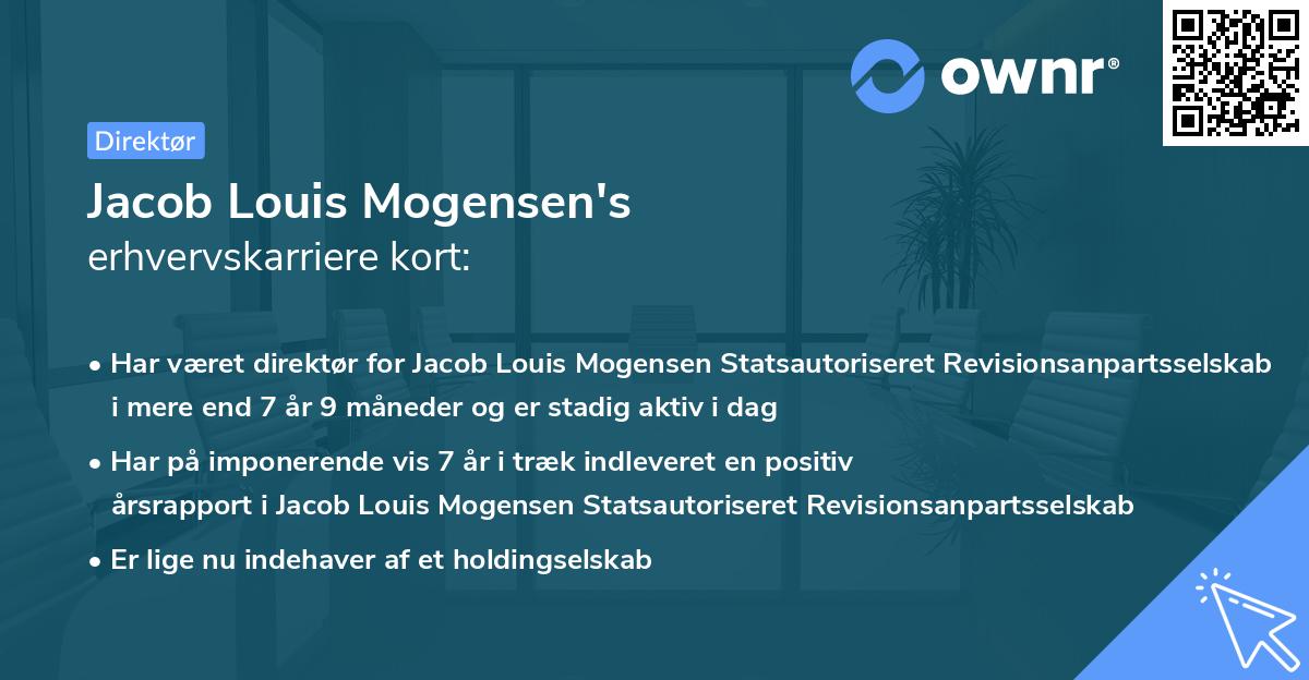 Jacob Louis Mogensen's erhvervskarriere kort