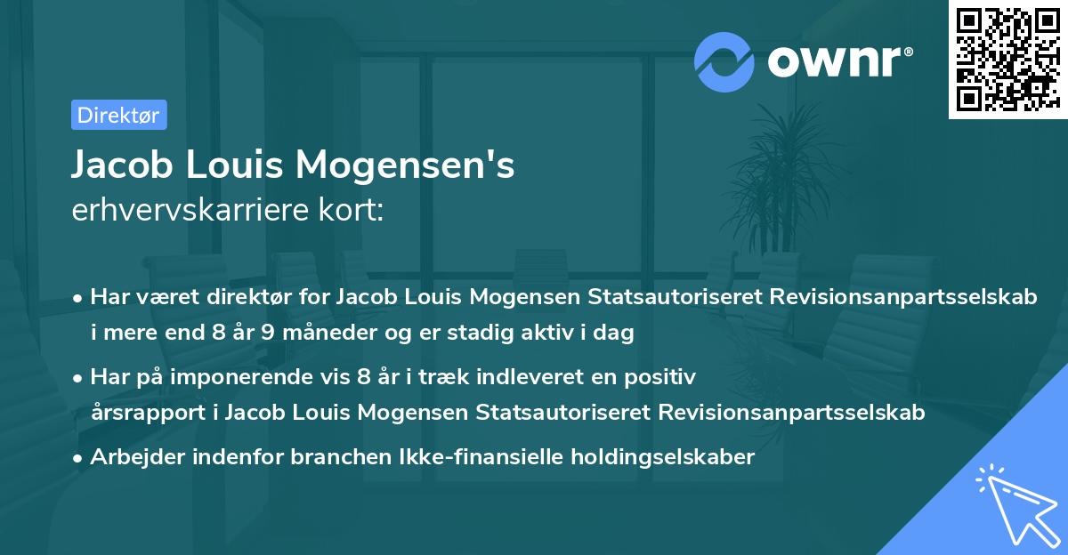 Jacob Louis Mogensen's erhvervskarriere kort