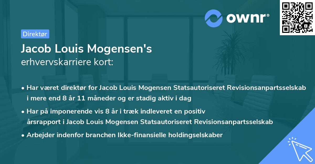 Jacob Louis Mogensen's erhvervskarriere kort