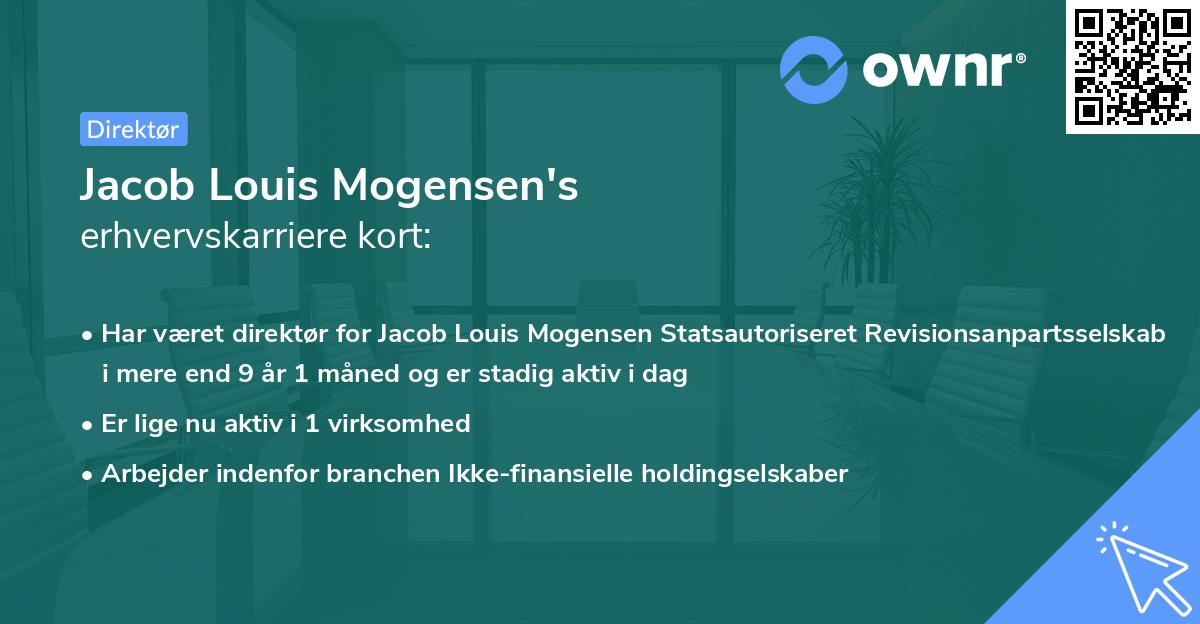 Jacob Louis Mogensen's erhvervskarriere kort