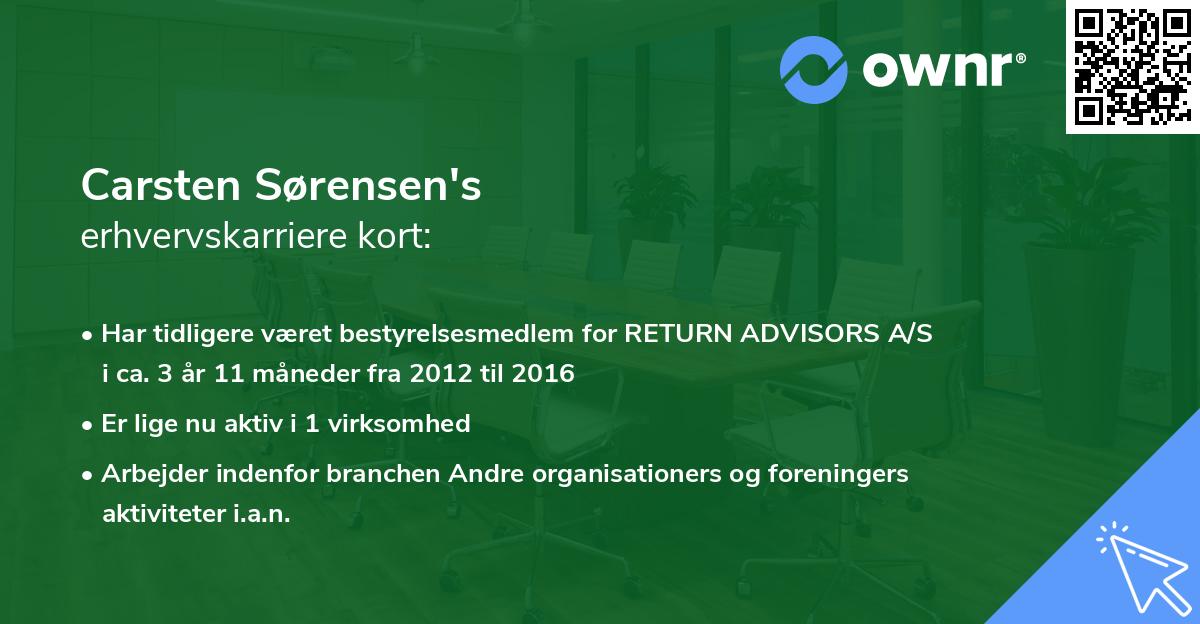 Carsten Sørensen's erhvervskarriere kort
