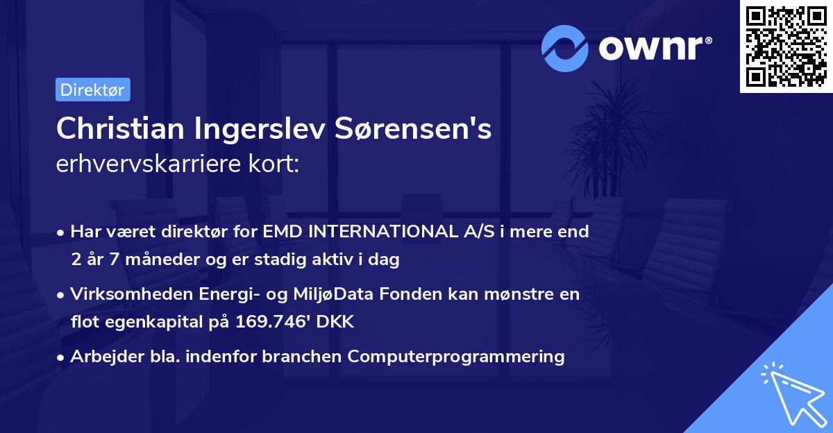 Christian Ingerslev Sørensen's erhvervskarriere kort