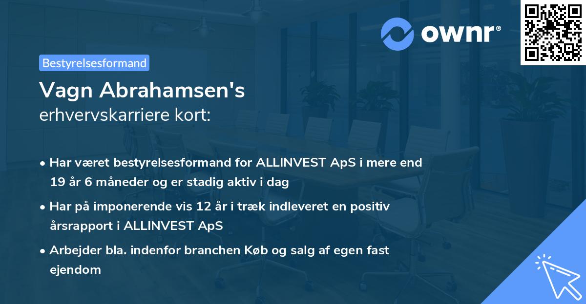 Vagn Abrahamsen's erhvervskarriere kort