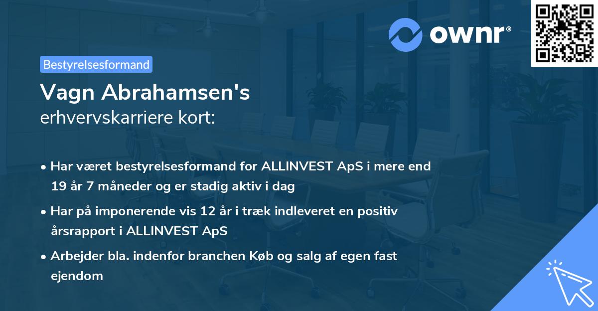 Vagn Abrahamsen's erhvervskarriere kort