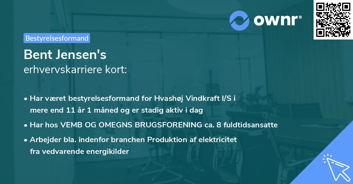 Bent Jensen's erhvervskarriere kort