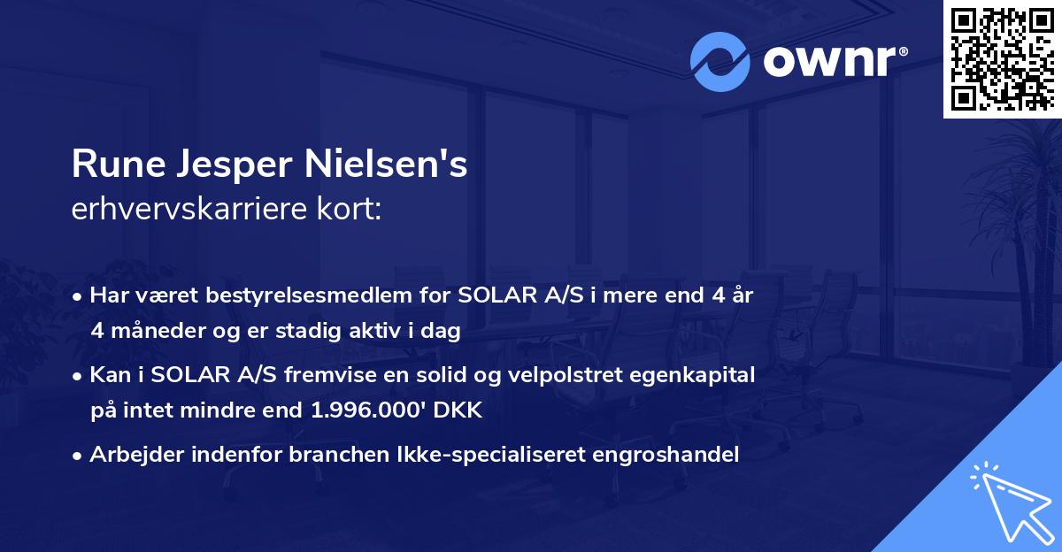 Rune Jesper Nielsen's erhvervskarriere kort
