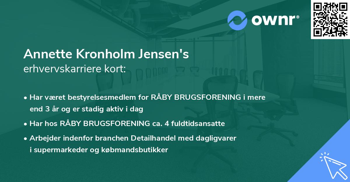 Annette Kronholm Jensen's erhvervskarriere kort