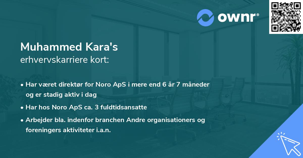 Muhammed Kara's erhvervskarriere kort