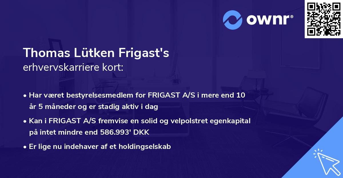 Thomas Lütken Frigast's erhvervskarriere kort