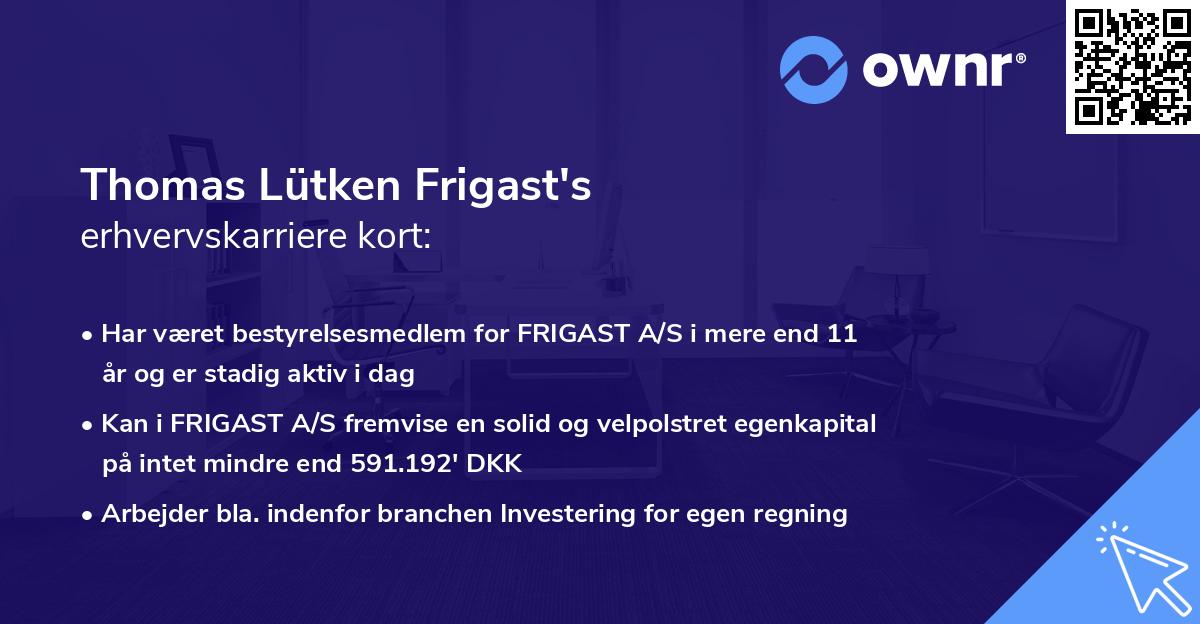 Thomas Lütken Frigast's erhvervskarriere kort