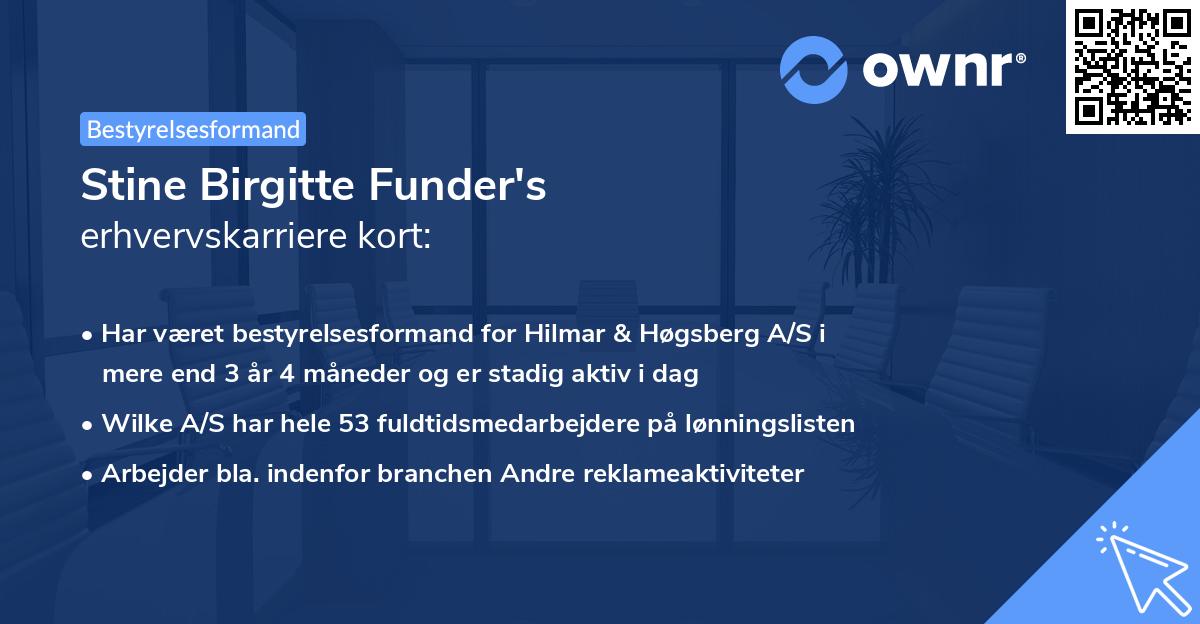 Stine Birgitte Funder's erhvervskarriere kort