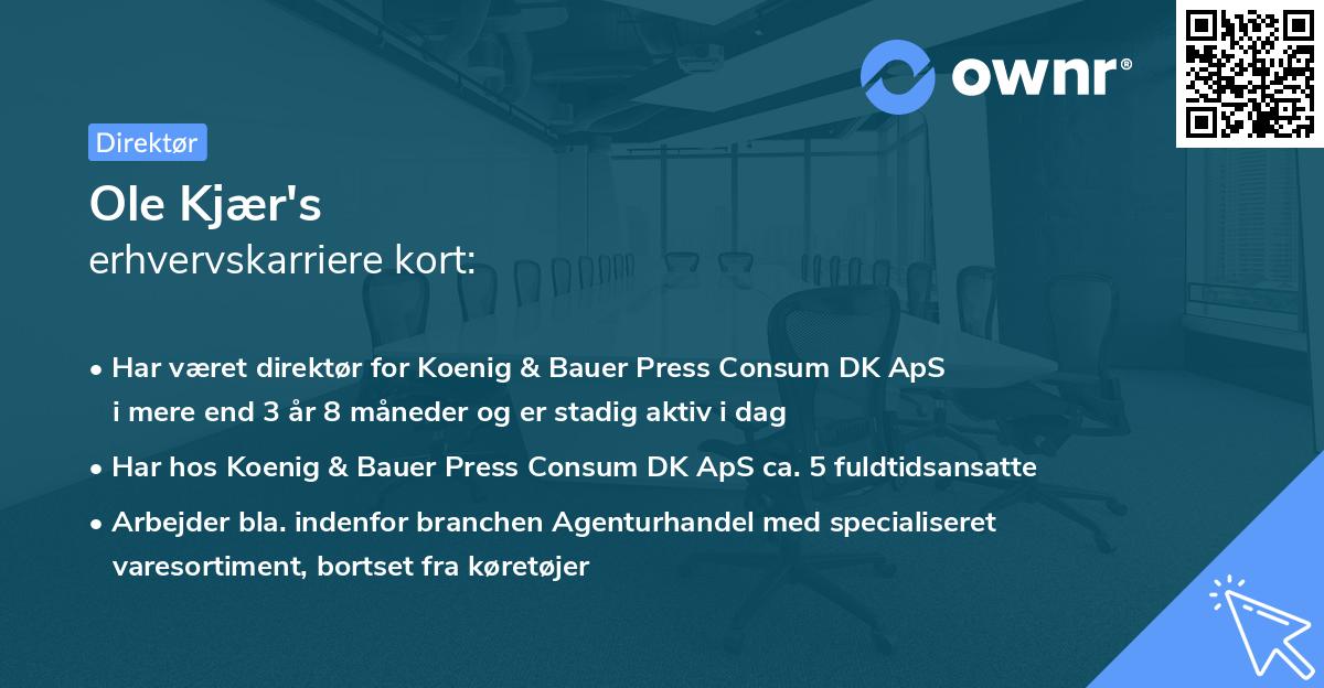 Ole Kjær's erhvervskarriere kort