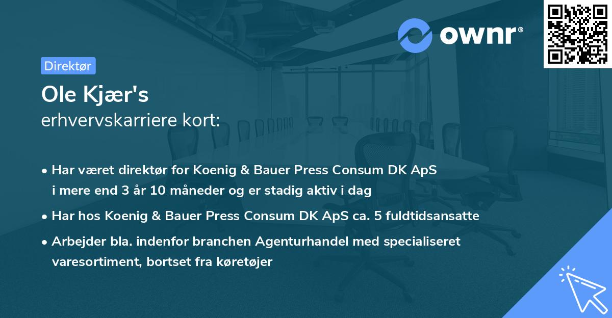 Ole Kjær's erhvervskarriere kort
