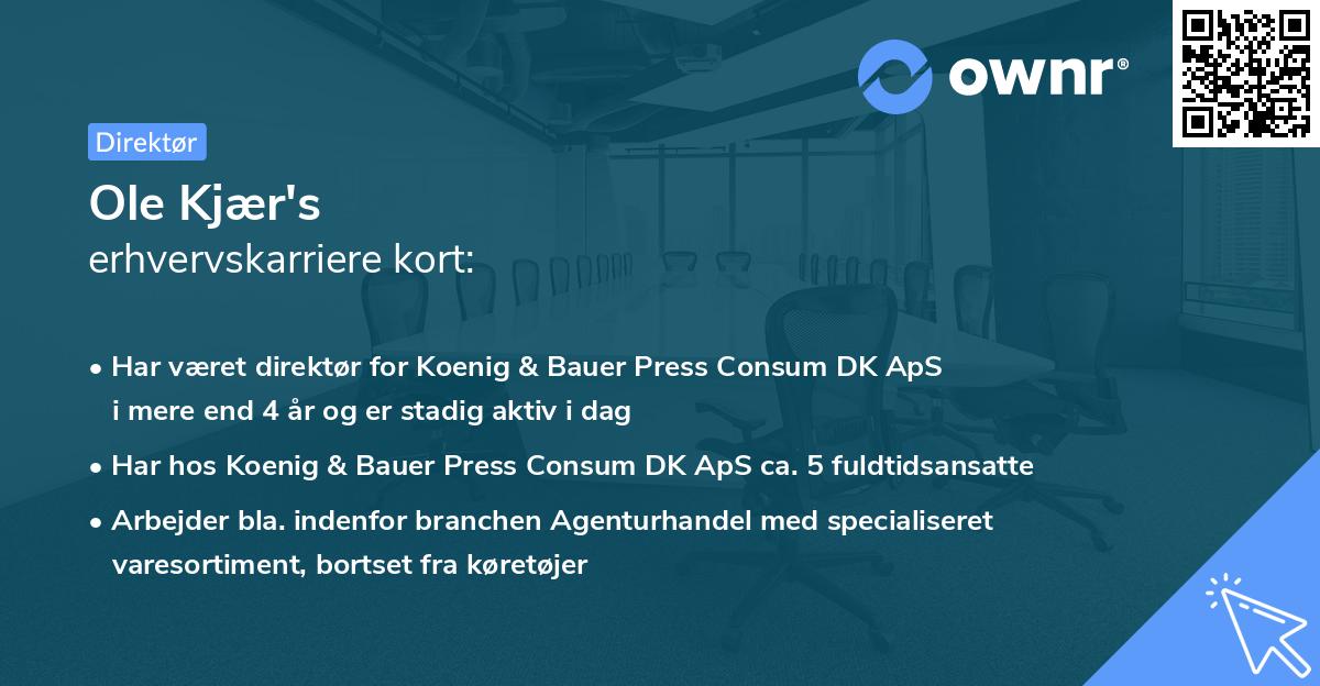 Ole Kjær's erhvervskarriere kort