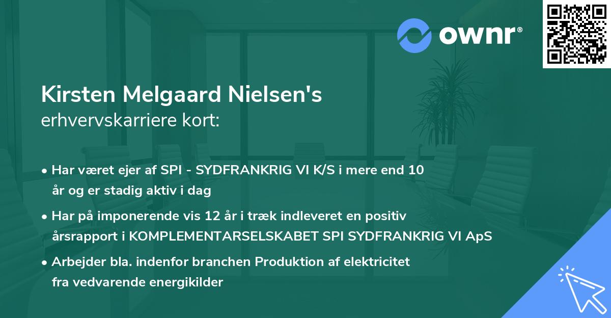 Kirsten Melgaard Nielsen's erhvervskarriere kort