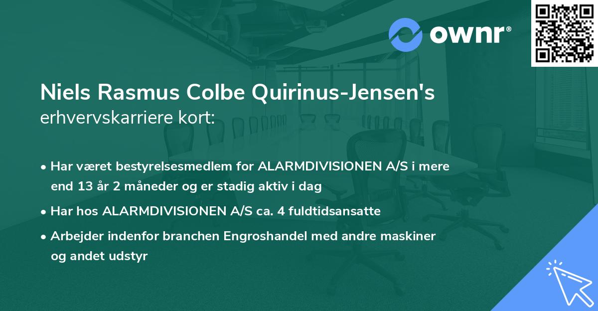 Niels Rasmus Colbe Quirinus-Jensen's erhvervskarriere kort