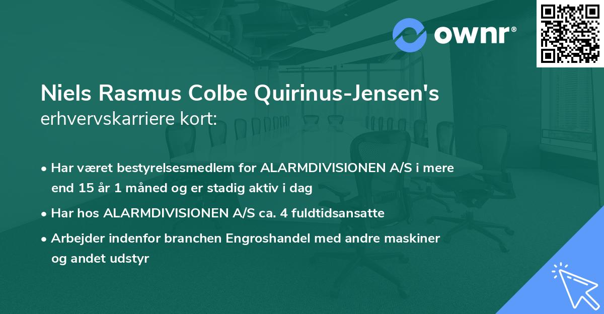 Niels Rasmus Colbe Quirinus-Jensen's erhvervskarriere kort