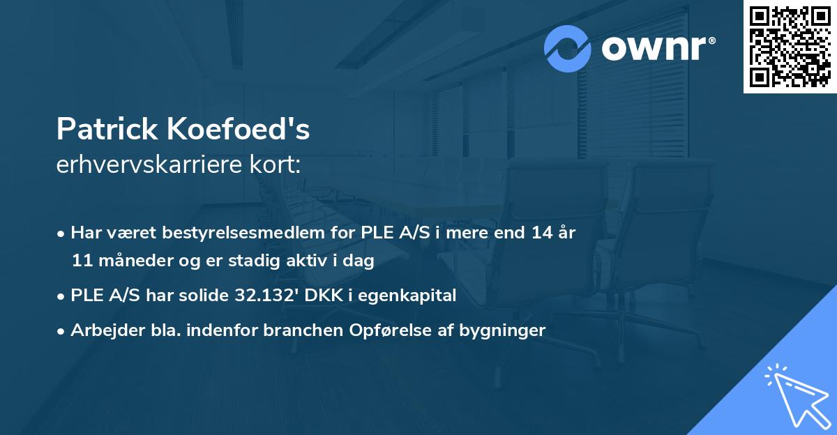 Patrick Koefoed's erhvervskarriere kort