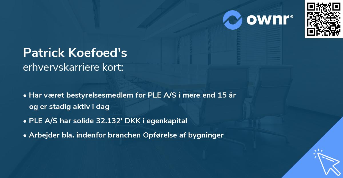 Patrick Koefoed's erhvervskarriere kort