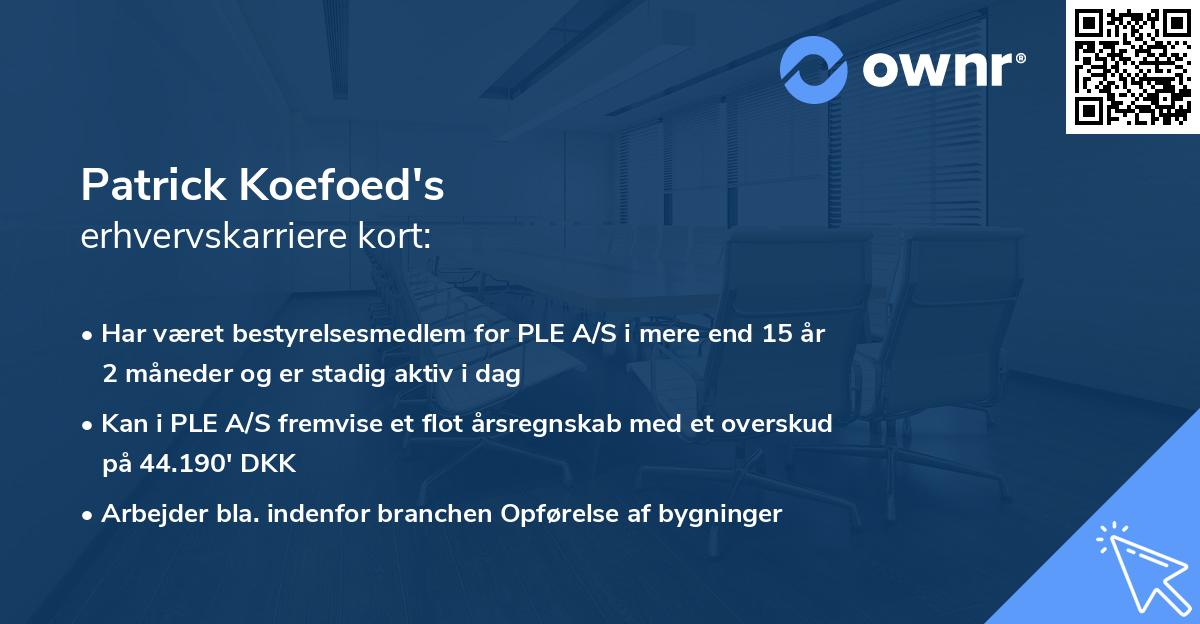 Patrick Koefoed's erhvervskarriere kort
