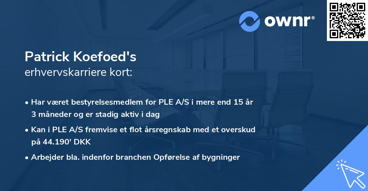 Patrick Koefoed's erhvervskarriere kort