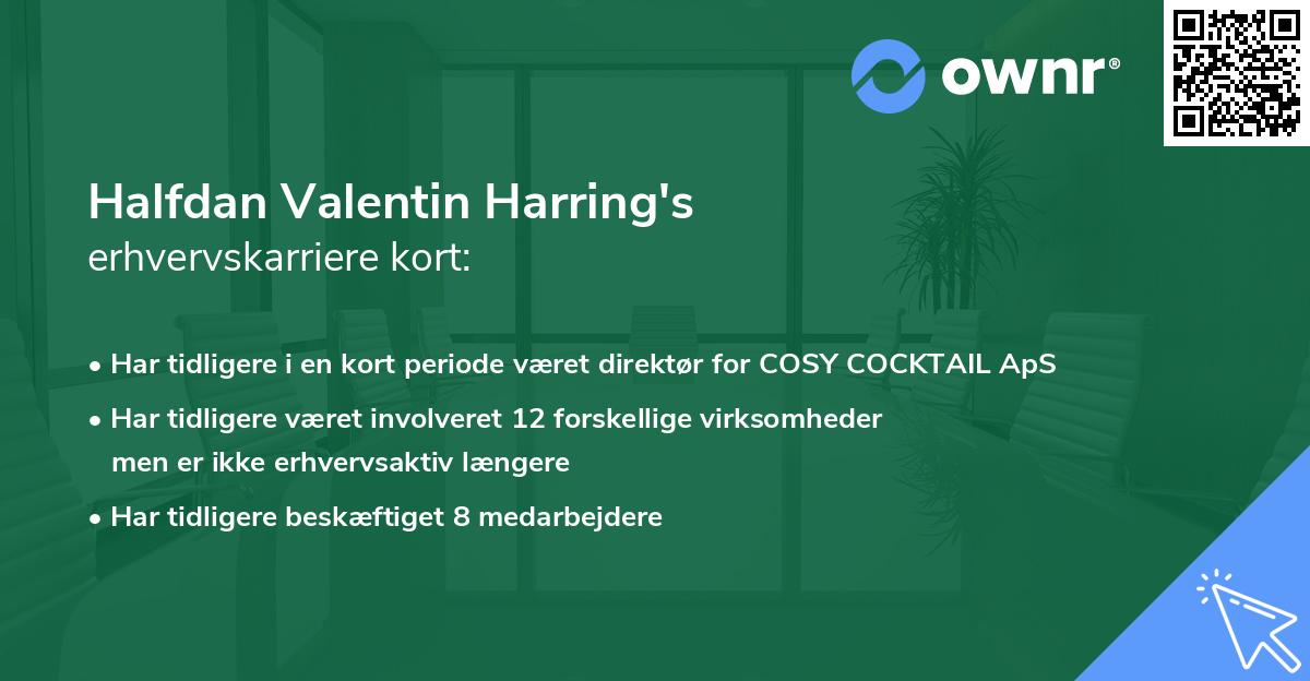 Halfdan Valentin Harring's erhvervskarriere kort