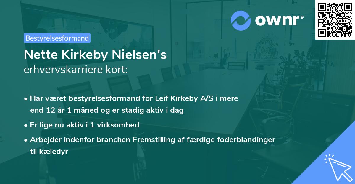 Nette Kirkeby Nielsen's erhvervskarriere kort