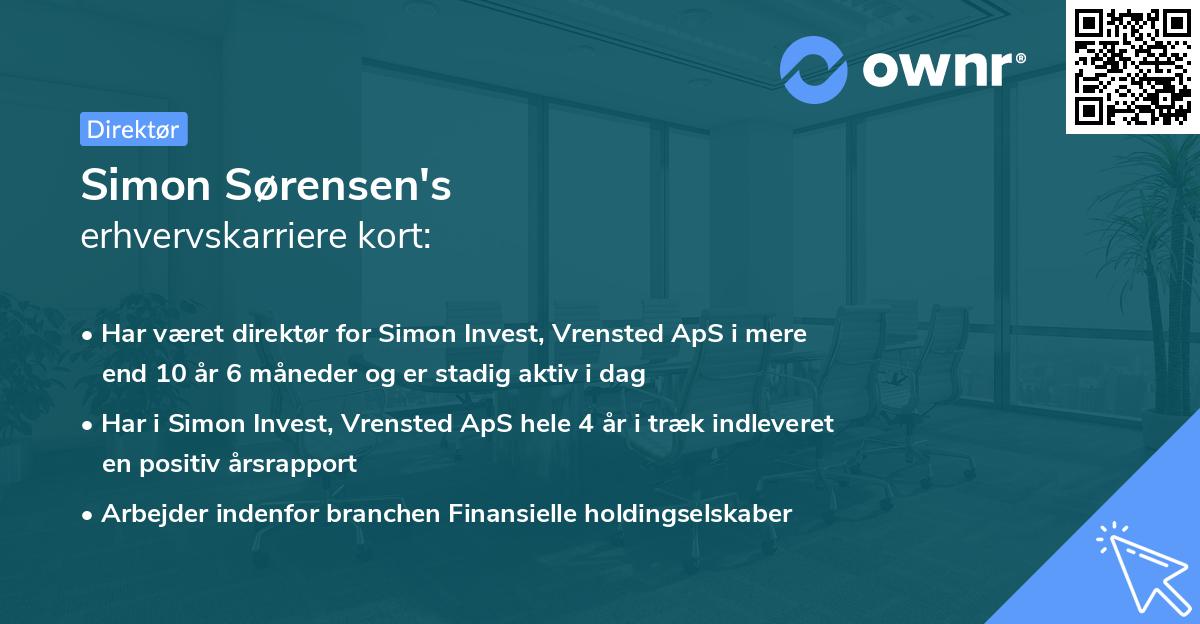 Simon Sørensen's erhvervskarriere kort