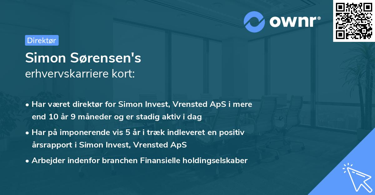 Simon Sørensen's erhvervskarriere kort