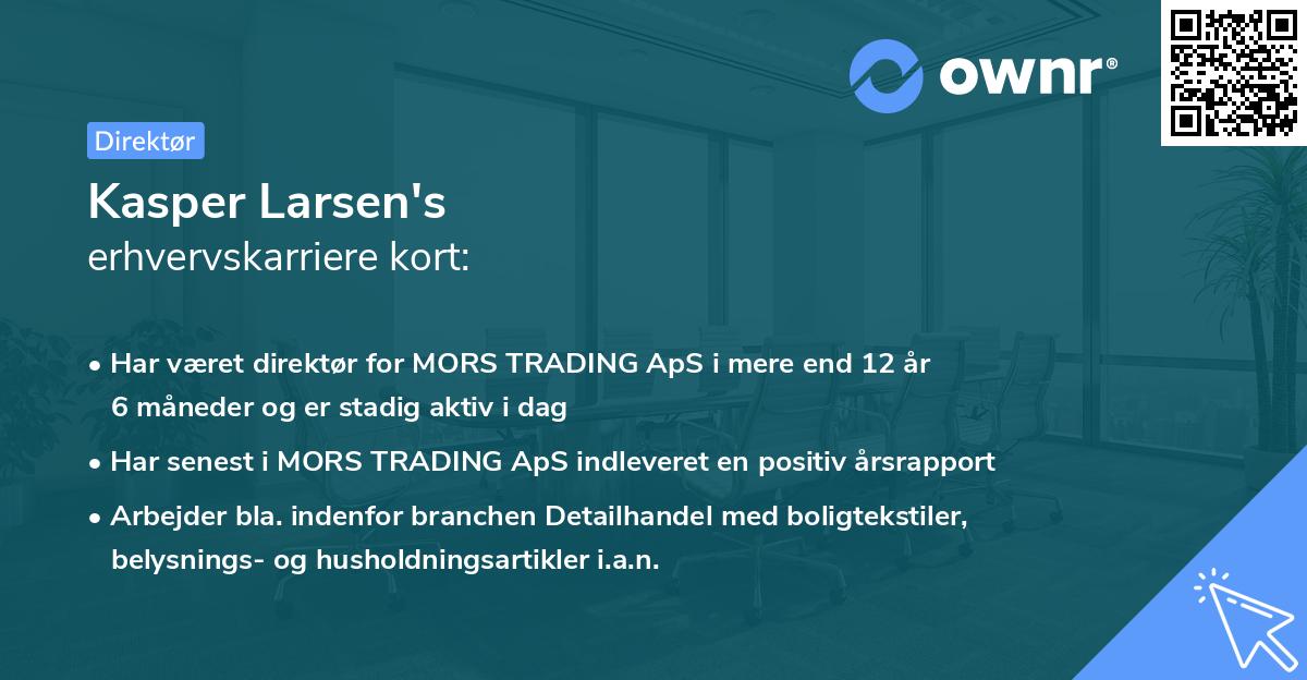 Kasper Larsen's erhvervskarriere kort