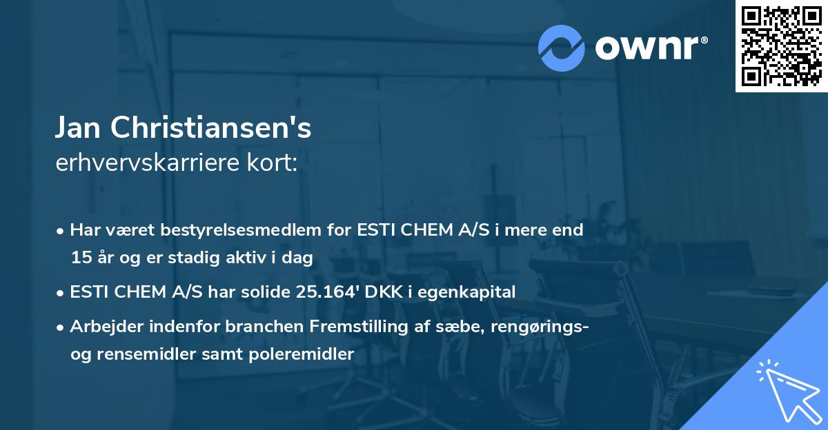 Jan Christiansen's erhvervskarriere kort