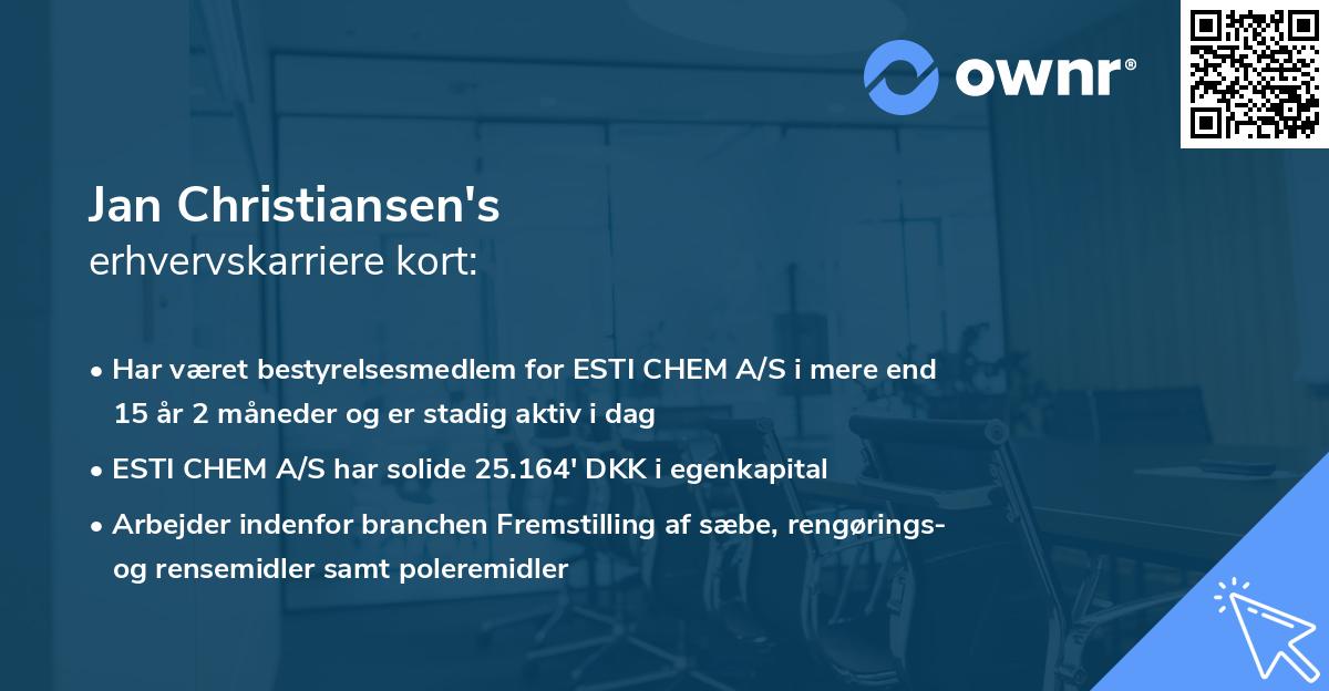 Jan Christiansen's erhvervskarriere kort