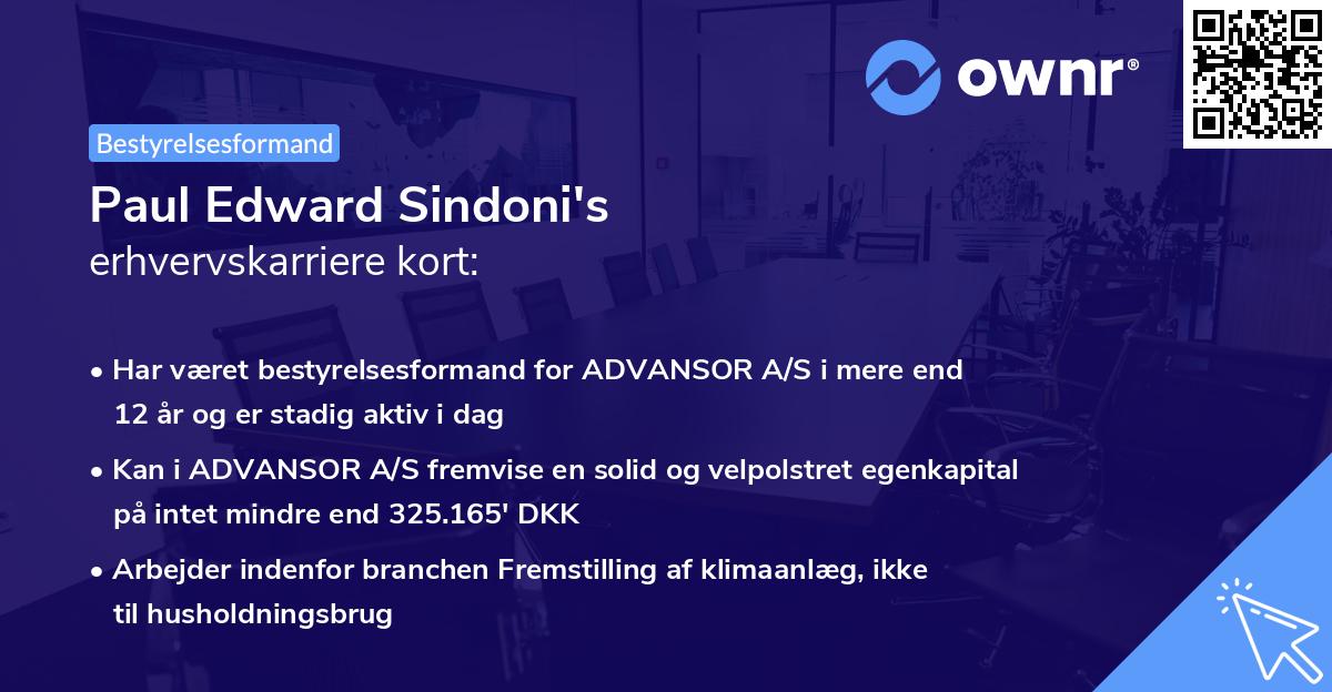 Paul Edward Sindoni's erhvervskarriere kort