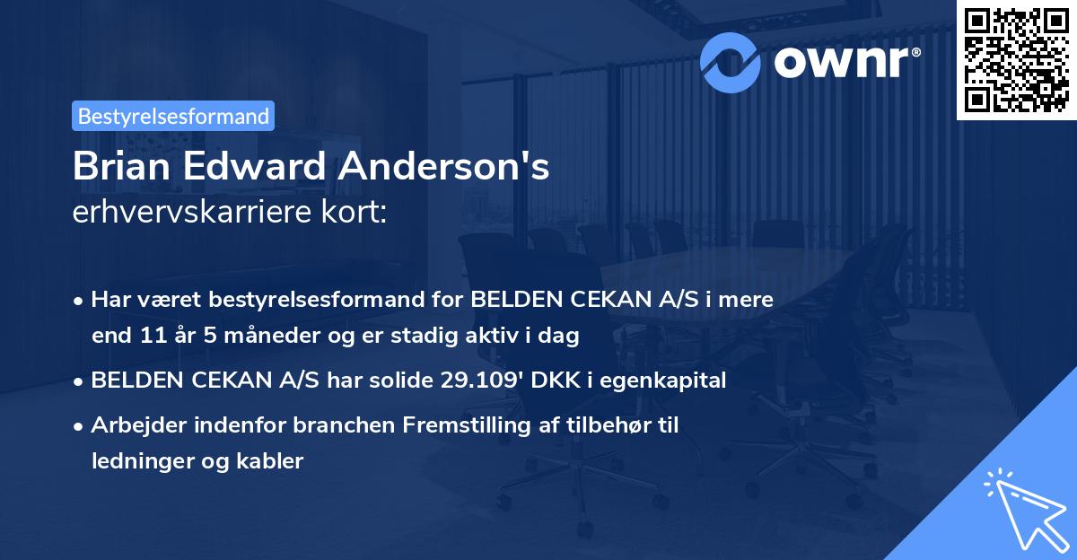 Brian Edward Anderson's erhvervskarriere kort