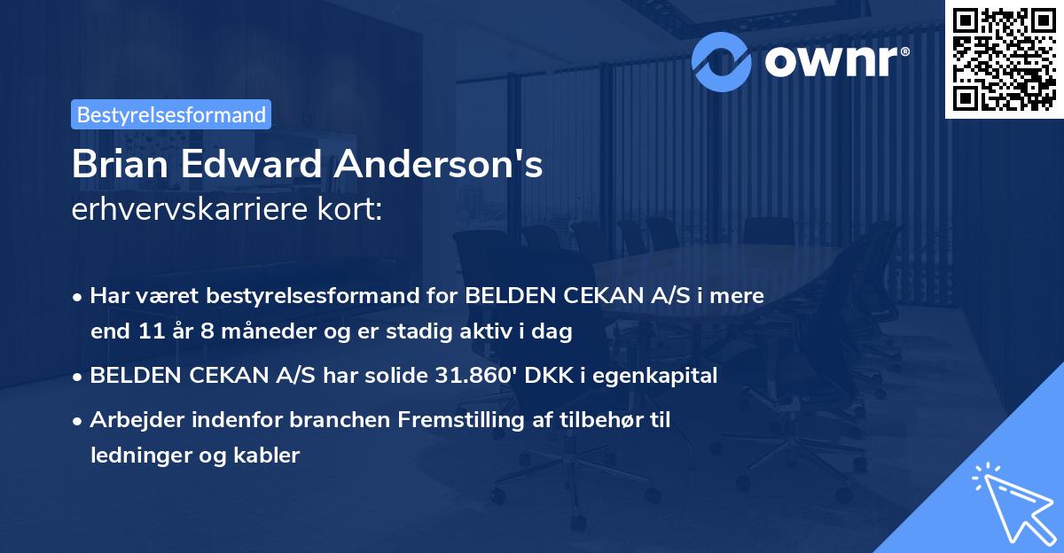 Brian Edward Anderson's erhvervskarriere kort