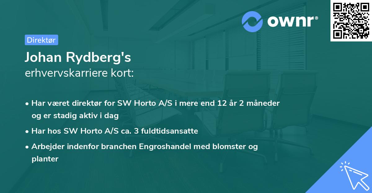 Johan Rydberg's erhvervskarriere kort