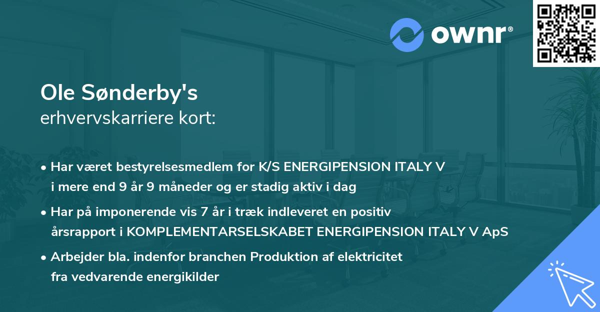 Ole Sønderby's erhvervskarriere kort